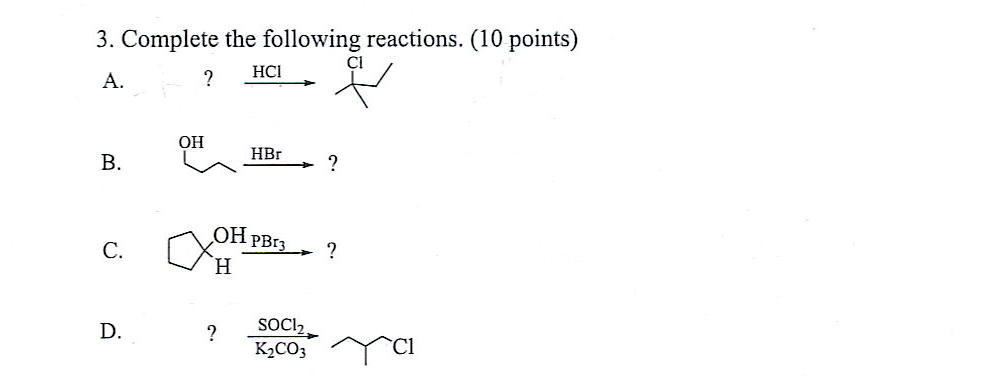 Solved Complete The Following Reactions. | Chegg.com