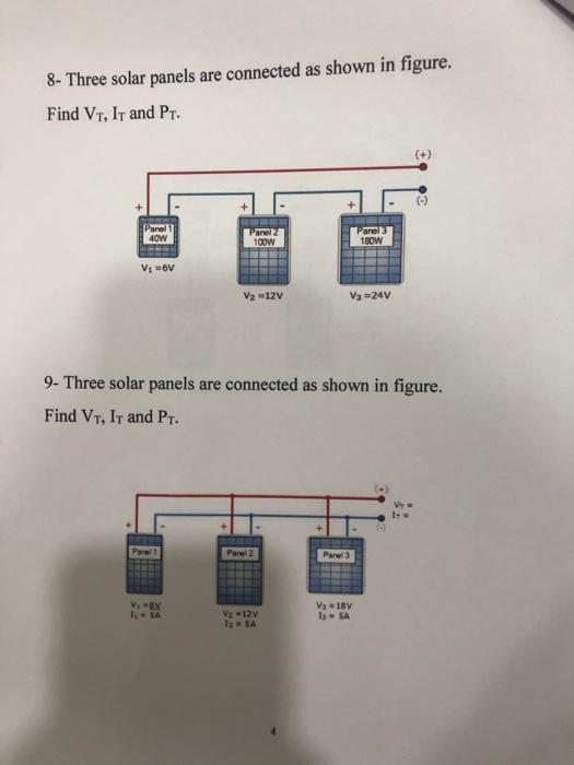 Solved 8 Three Solar Panels Are Connected As Shown In Fi Chegg Com