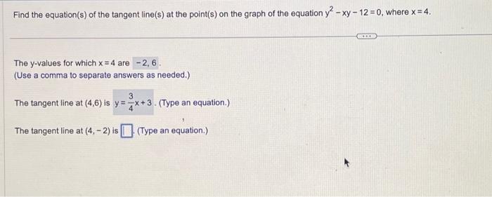 Solved Find the equation(s) of the tangent line(s) at the | Chegg.com