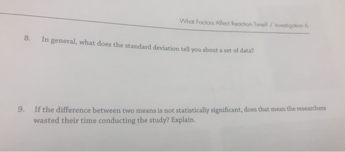 Solved What Factors Affect Reaction Time Investigation 6 Chegg