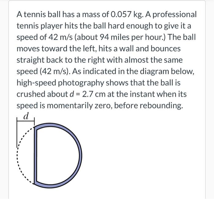 Solved A tennis ball has a mass of 0.057 kg. A professional