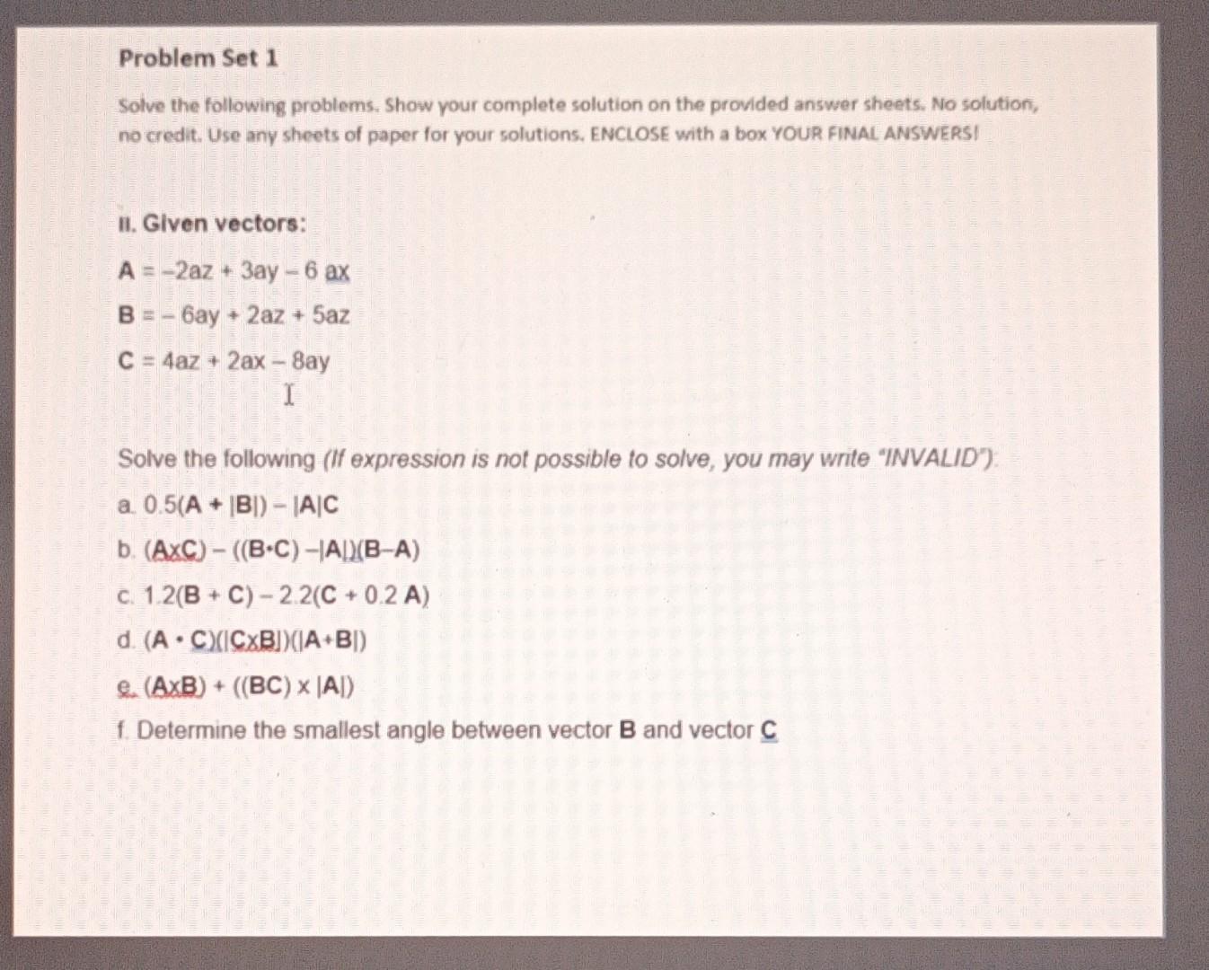 Solved Solve the following problems. Show your complete | Chegg.com