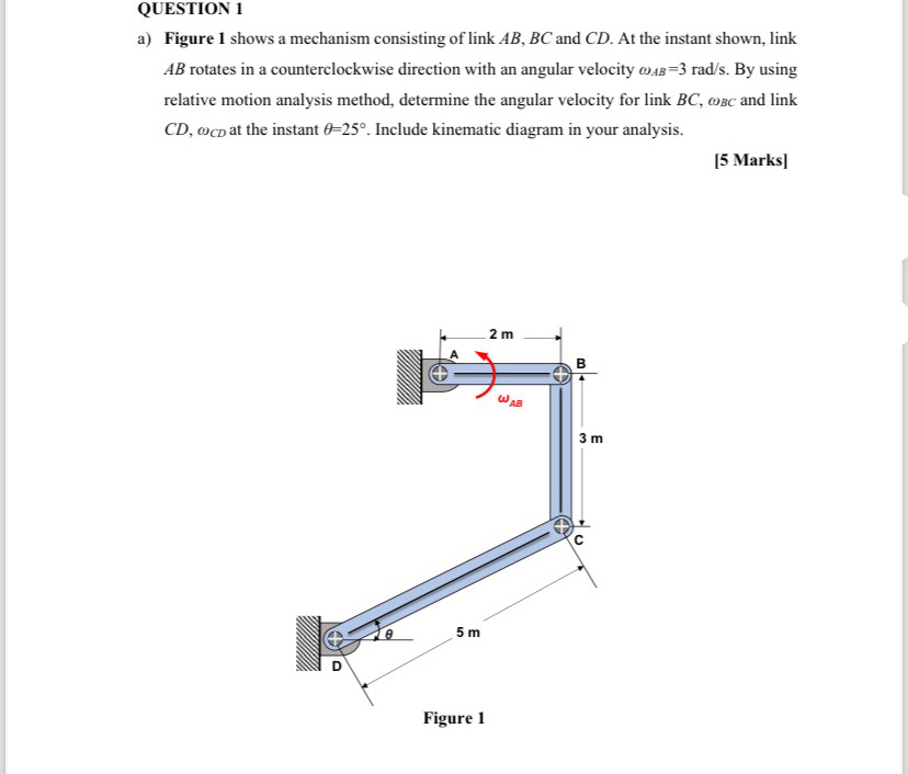 Solved QUESTION 1a) ﻿Figure 1 ﻿shows a mechanism consisting | Chegg.com