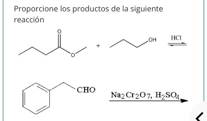 Proporcione los productos de la siguiente reacción OH НСІ CHO Na2Cr2O7, H2SO4.