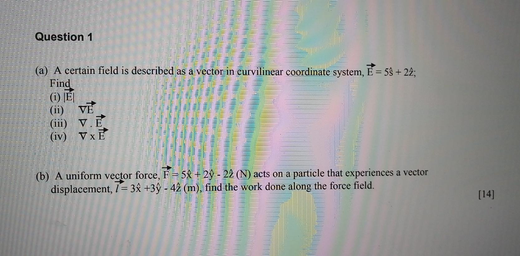 Solved Question 1 (a) A certain field is described as ā | Chegg.com