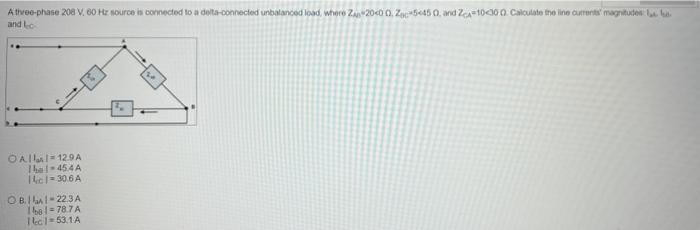 Solved A three-phase 208 V, 60 Hz source is connected to a | Chegg.com