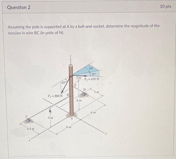 Solved Assuming The Pole Is Supported At A By A | Chegg.com