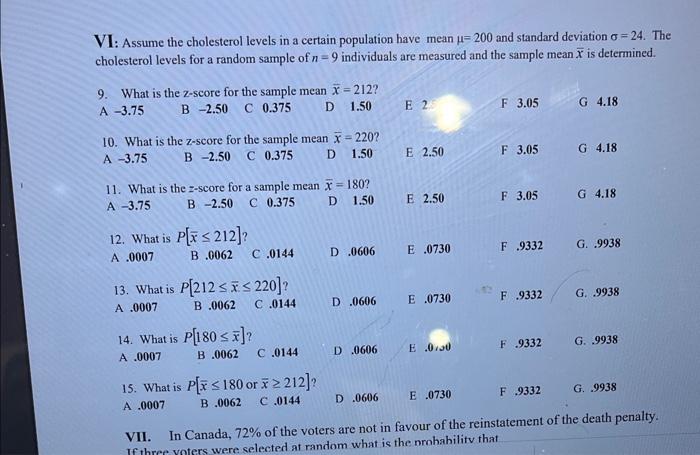 Solved 9. What is the z-score for the sample mean xˉ=212 ? | Chegg.com