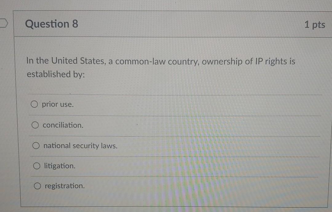Solved Question 8 1 pts In the United States, a common-law | Chegg.com