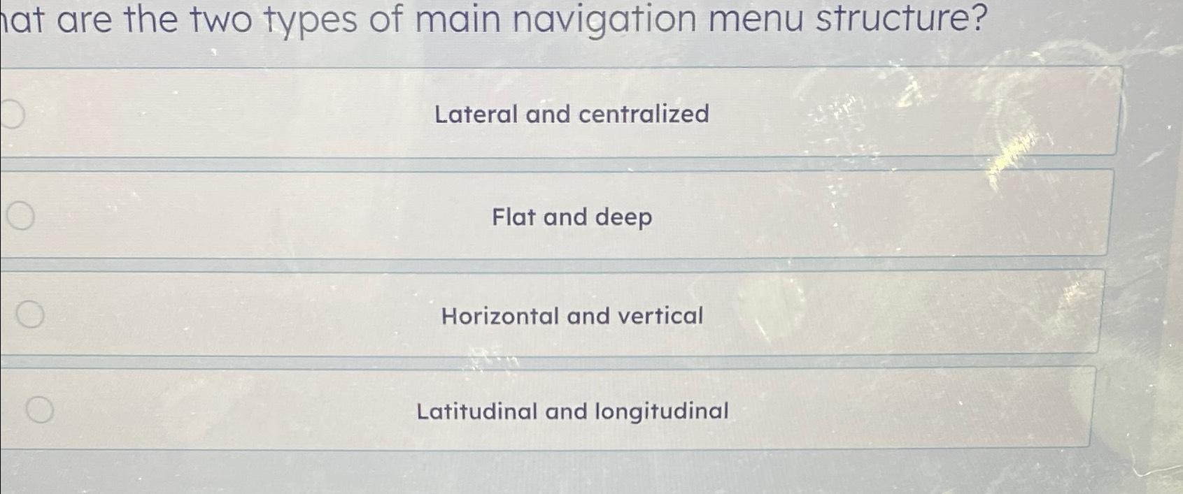 Solved hat are the two types of main navigation menu