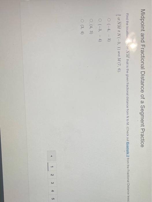 Solved Midpoint and Fractional Distance of a Segment | Chegg.com