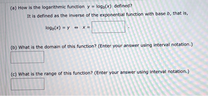 How Is The Logarithmic Function Y Logb X Defined