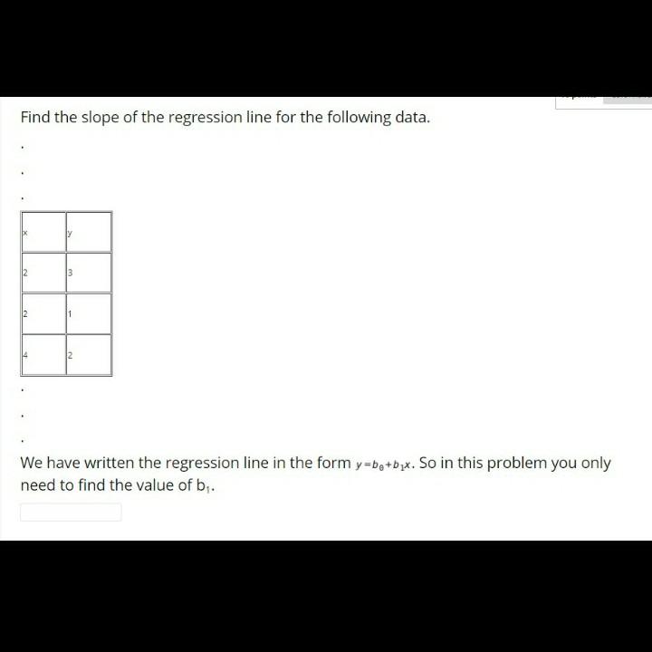 Solved Find the slope of the regression line for the | Chegg.com