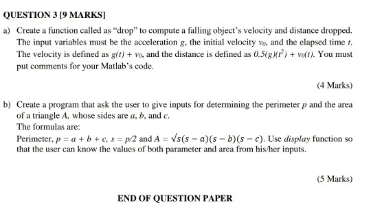 Solved Question 3 9 Marks A Create A Function Called A Chegg Com