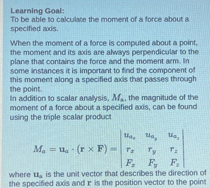 Solved Learning Goal: To be able to calculate the moment of | Chegg.com