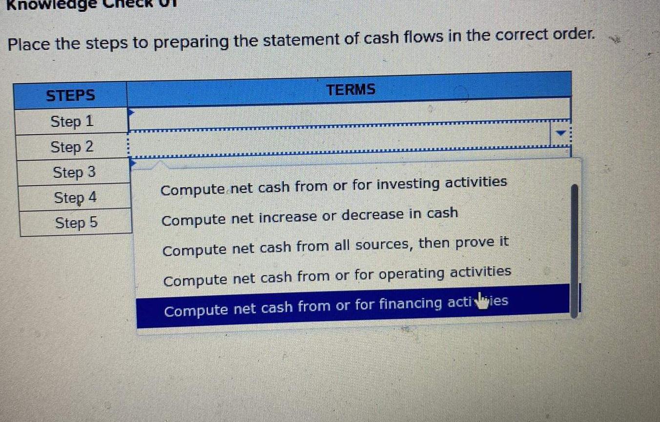 in preparing a statement of cash flows quizlet