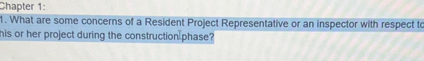 Solved Chapter 1:What are some concerns of a Resident | Chegg.com