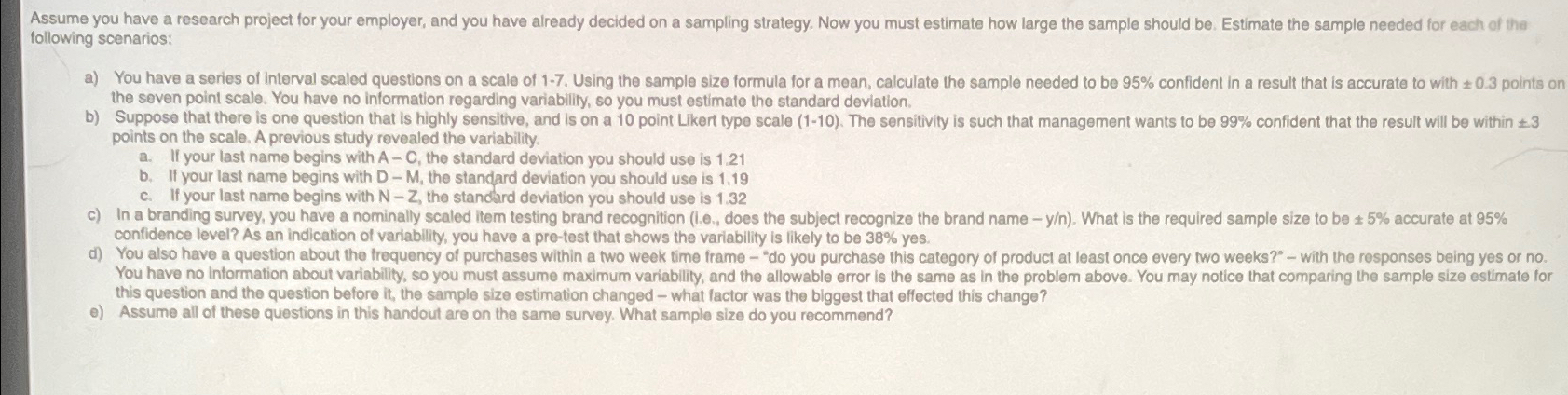 Solved following scenarios: the seven point scale. You have | Chegg.com