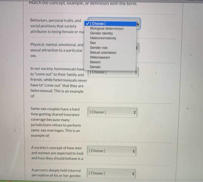Solved Match the concept, example, or definition with the | Chegg.com