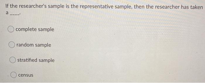 Solved If the researcher's sample is the representative | Chegg.com