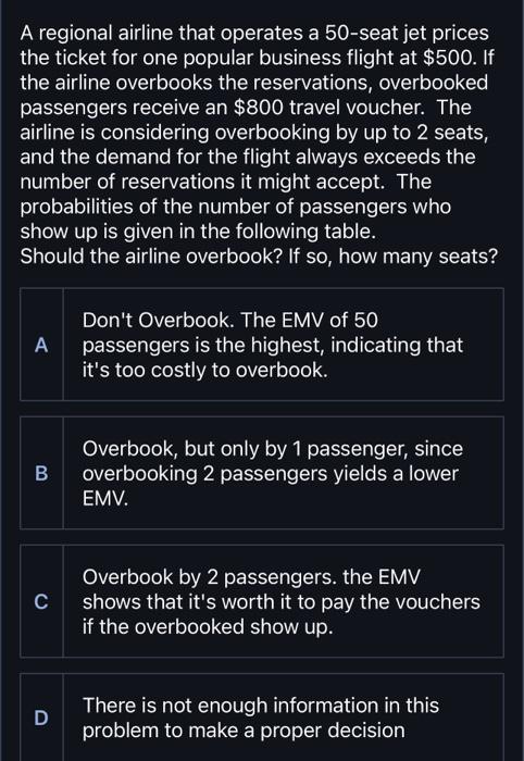 Solved passengers receive an $800 travel voucher. The | Chegg.com