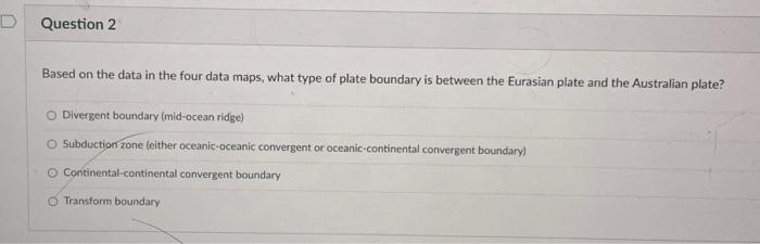 Solved PLATE BOUNDARY MAP Based on the data in the | Chegg.com