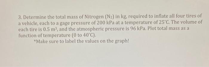 Solved 3. Determine the total mass of Nitrogen (N2) in kg, | Chegg.com
