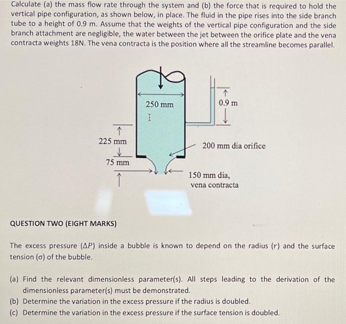 Solved Calculate (a) the mass flow rate through the system | Chegg.com