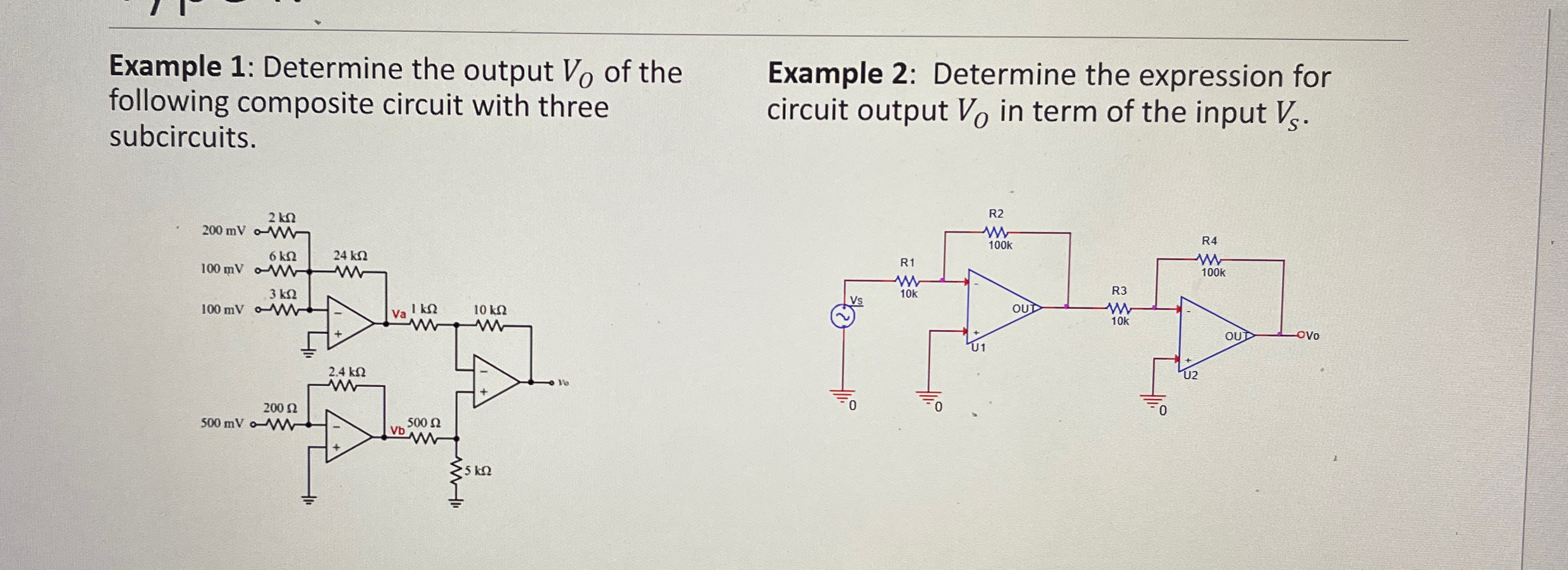 Solved Example 1: Determine the output VO ﻿of the following | Chegg.com