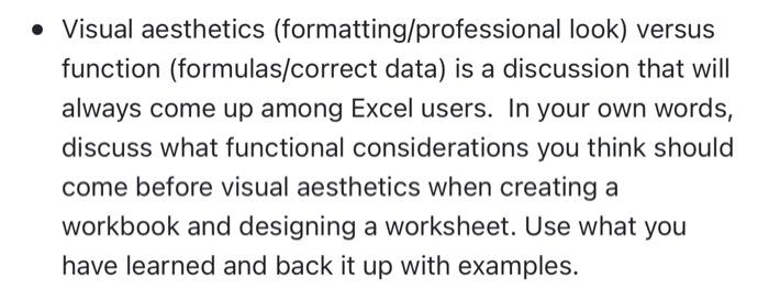 Solved • Visual aesthetics (formatting/professional look) | Chegg.com