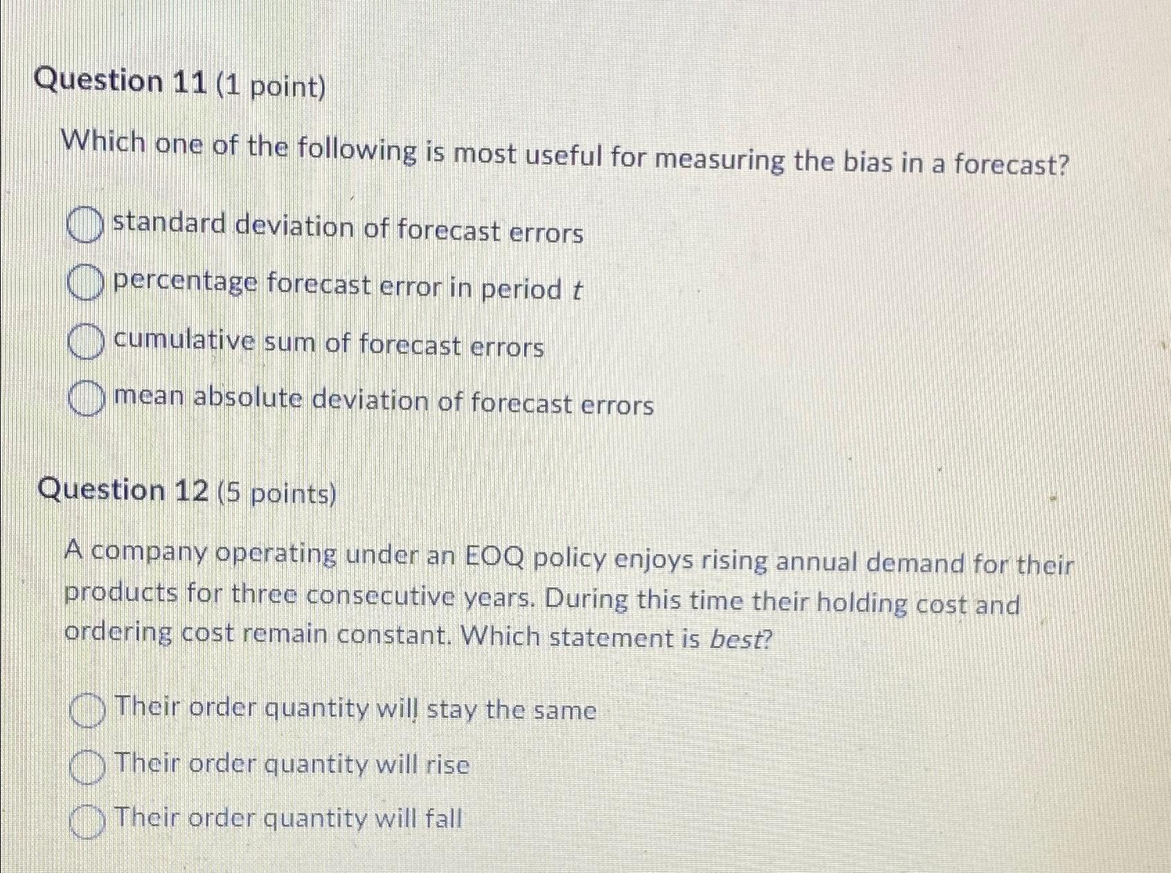 Solved Question 11 (1 ﻿point)Which one of the following is | Chegg.com