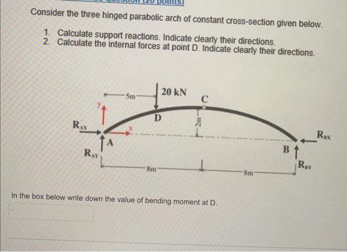 Solved Consider The Three Hinged Parabolic Arch Of Constant | Chegg.com