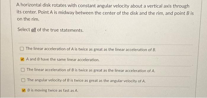 Solved A horizontal disk rotates with constant angular | Chegg.com