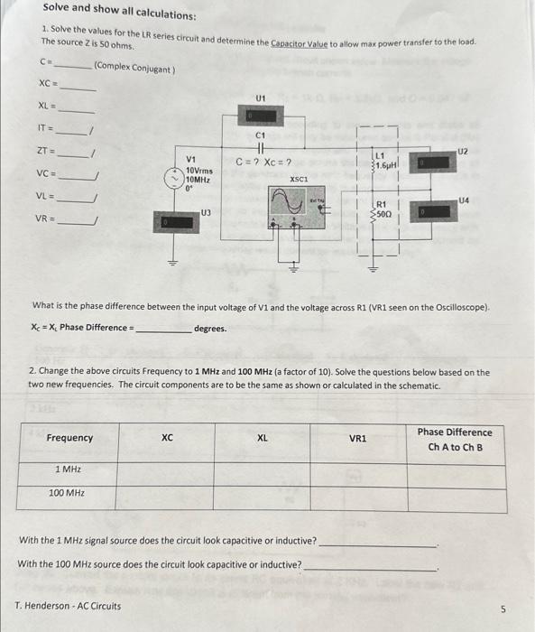Solved Solve quetions 1 and 2 in detail. All work must be | Chegg.com