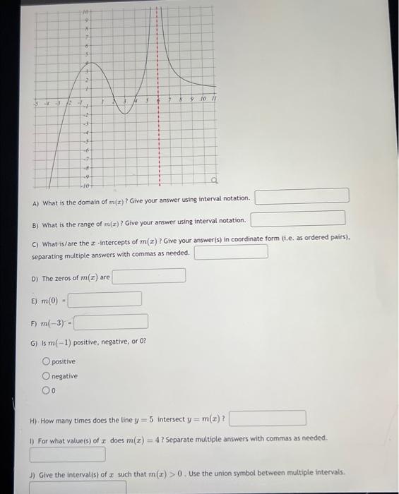 Solved A) What is the domain of m(x) ? Give your answer | Chegg.com