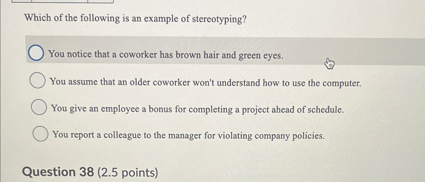 Solved Which of the following is an example of | Chegg.com