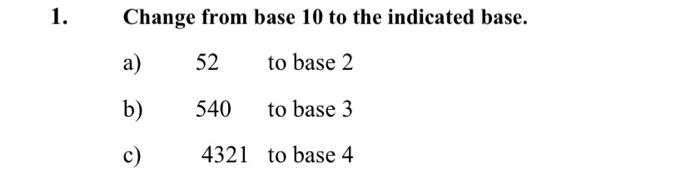 base 10 to base 52