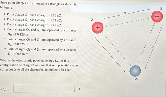 Solved Three point charges are arranged in a triangle as | Chegg.com