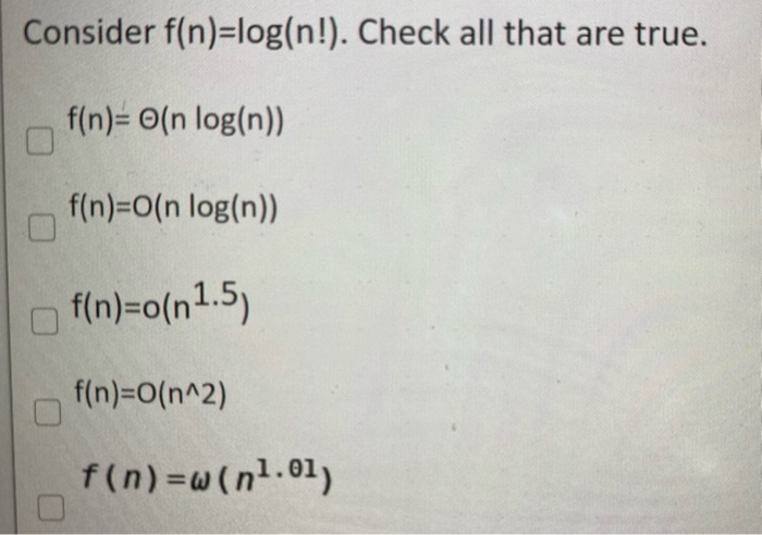 Solved F N Log N 10 G N N H N 1 001 F N Chegg Com