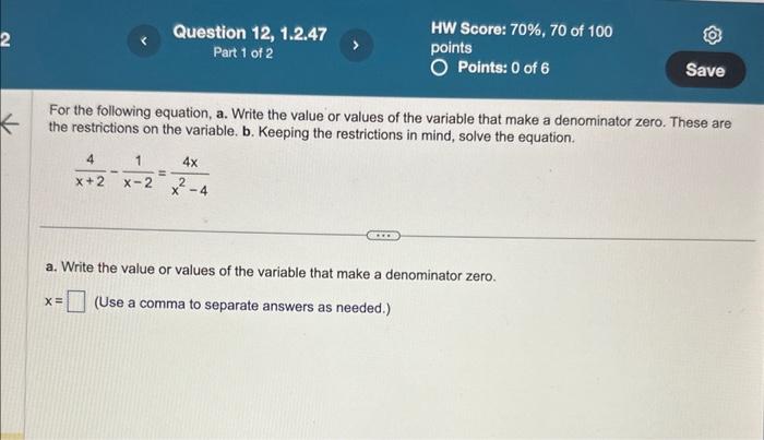 Solved The following rational equation has denominators that | Chegg.com