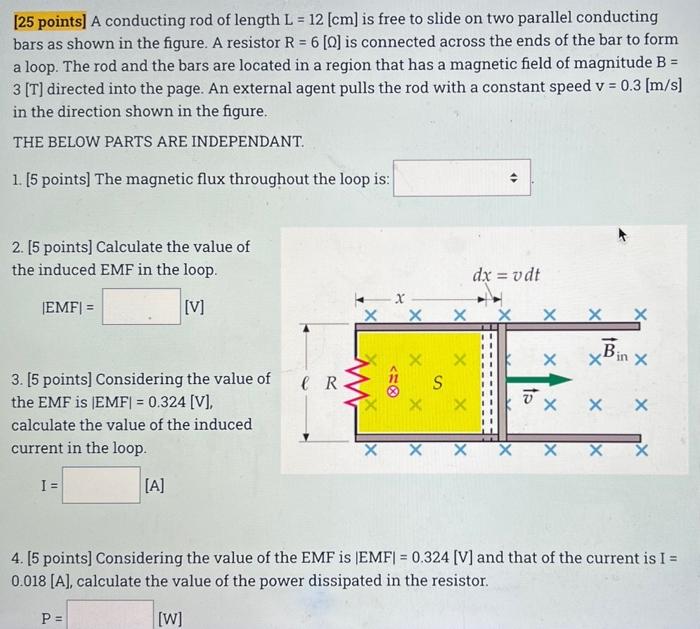 Solved [25 Points] A Conducting Rod Of Length L = 12 [cm] Is | Chegg.com