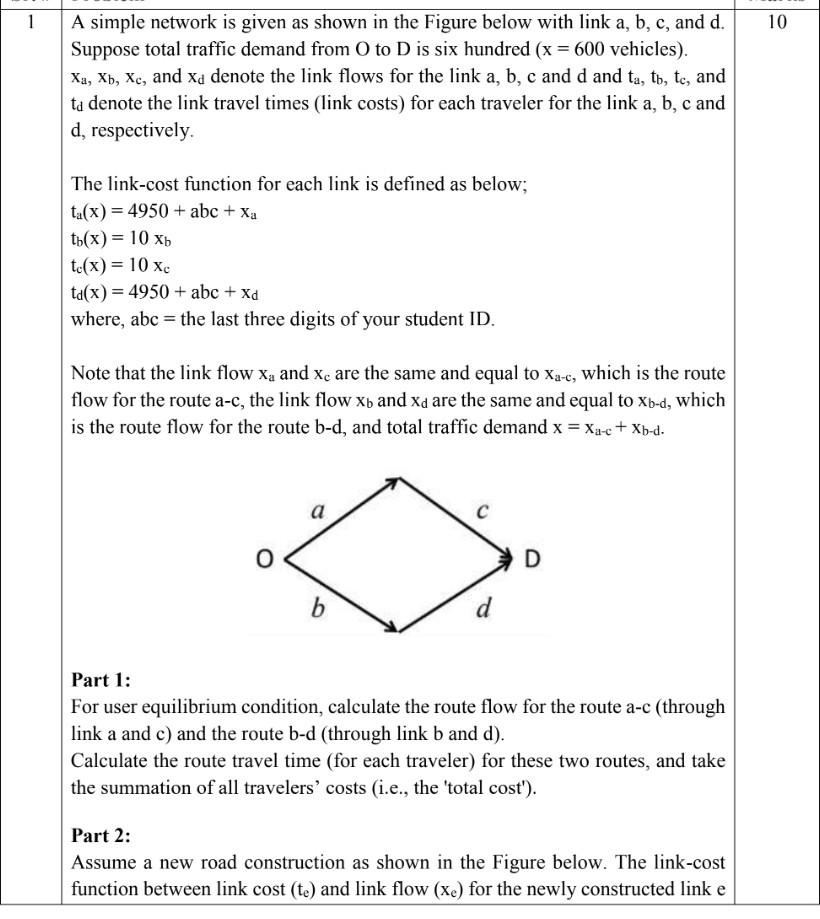 Solved 1 10 A simple network is given as shown in the Figure | Chegg.com