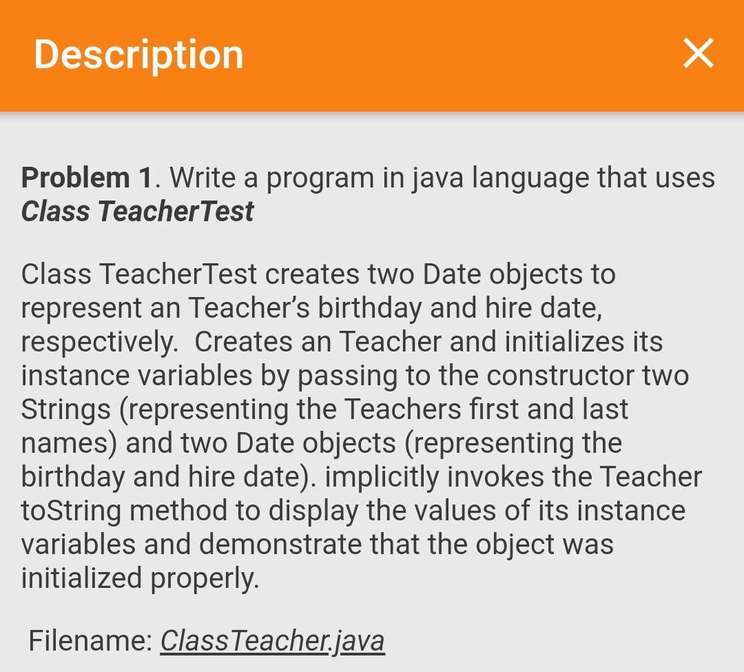 Solved Problem 1. Write a program in java language that uses | Chegg.com