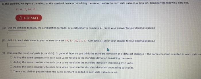 Solved In this problem, we explore the effect on the | Chegg.com