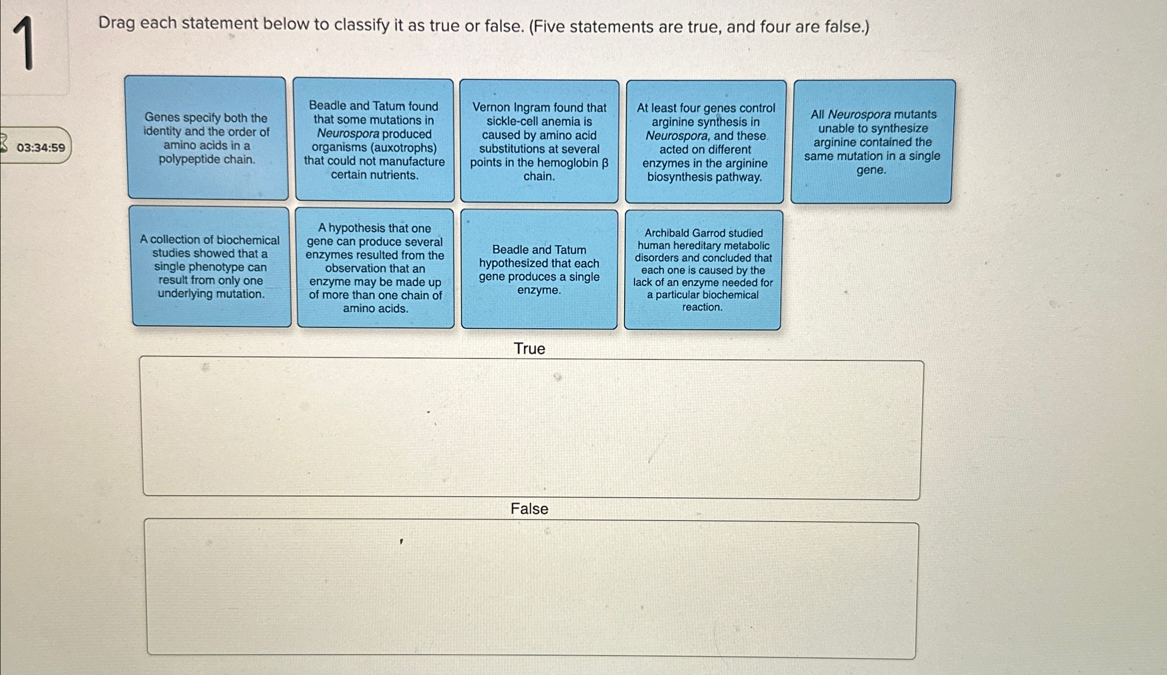 Solved 1Drag each statement below to classify it as true or | Chegg.com