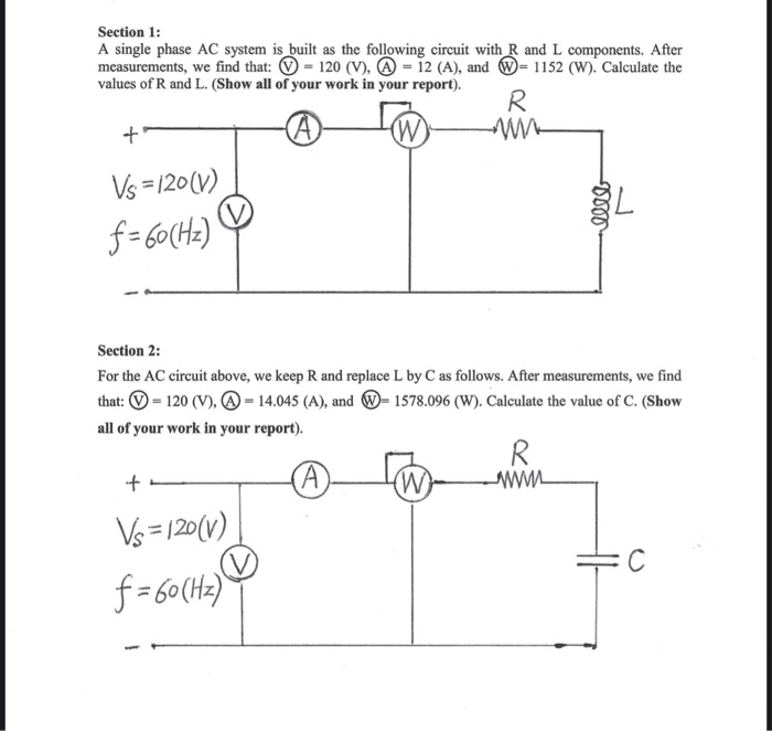 Solved Section 1: A single phase AC system is built as the | Chegg.com