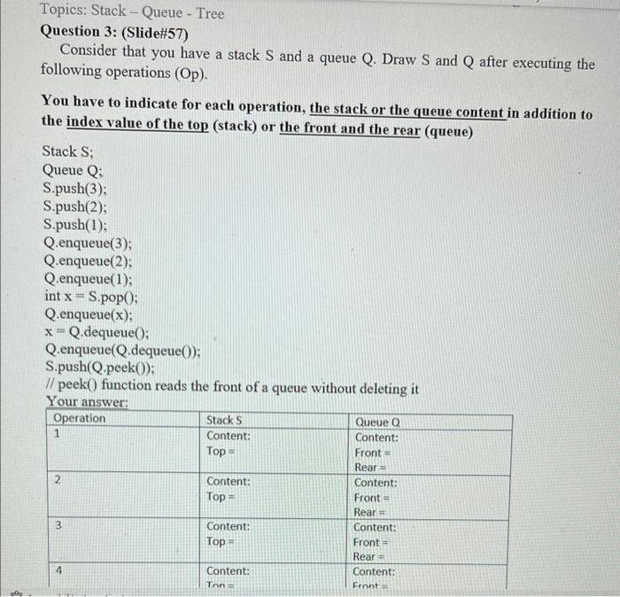 Solved Question 3: (Slide#57) Consider that you have a stack | Chegg.com