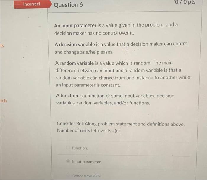 Solved An input parameter is a value given in the problem, | Chegg.com