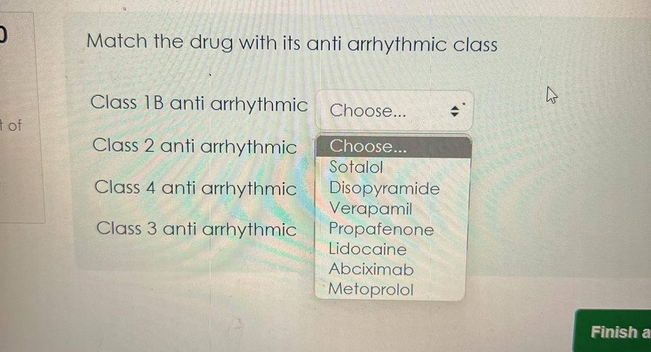 Solved Match the drug with its anti arrhythmic classClass 1B | Chegg.com