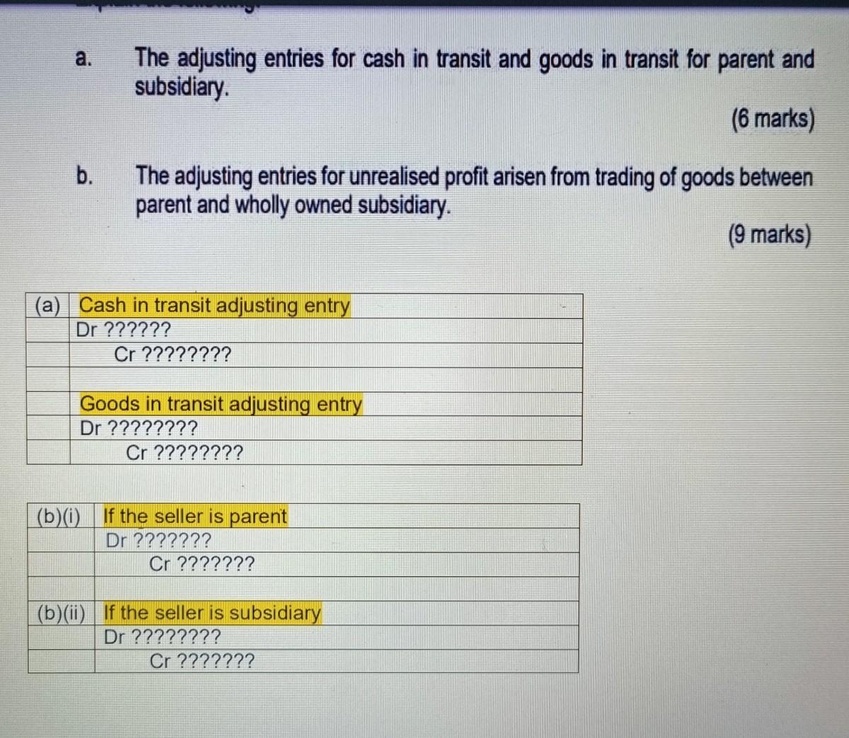 Solved a. The adjusting entries for cash in transit and